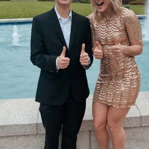 Lulus Rose Gold Sequined Mini Dress